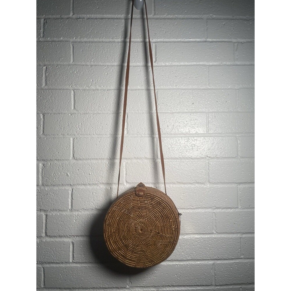 Hartwood House Free People Round Roundy Woven Rattan Crossbody Bag Purse Handbag